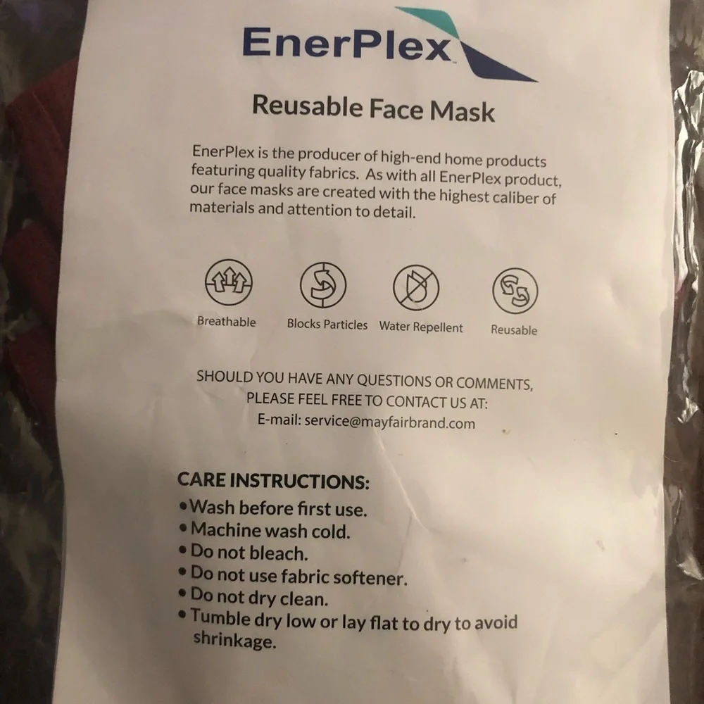 EnerPlex Comfort 3-Ply Reusable Red Face Mask - Breathable Comfort